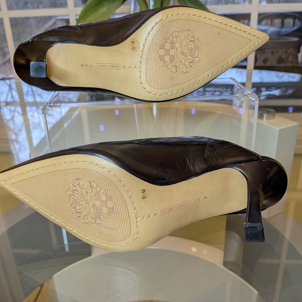 Vince Camuto Black Leather Heeled Mules 8.5 - Picture 8 of 8